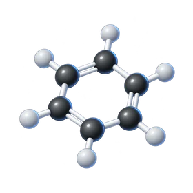 Cartoon ball-and-stick model of benzene